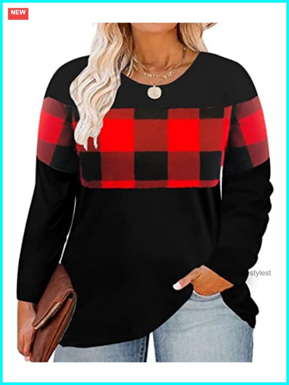 Plus Size Tunic Top Long Sleeve Crew Neck Rayon Blend Tee Shirt